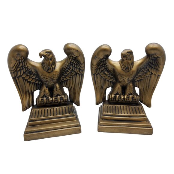 vintage 1968 pair of handmade ceramic eagle bookends/mantle decor - Picture 5 of 10